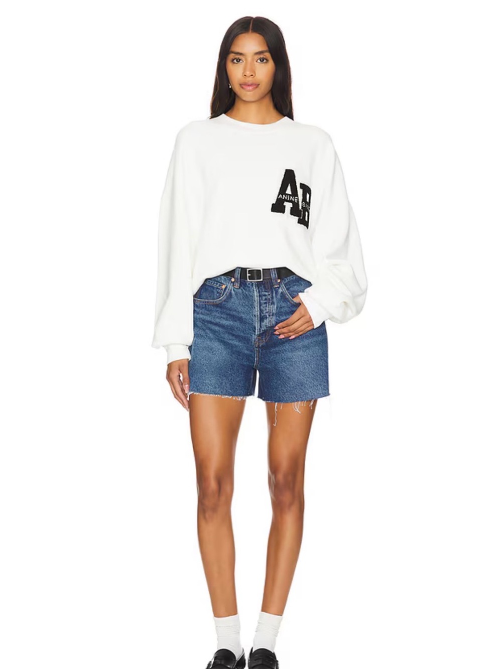 Anine Bing off white miles letterman sweatshirt - Picture 5 of 8